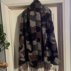 Coco + Carmen Camouflage Scarf - Black, Gray, Brown